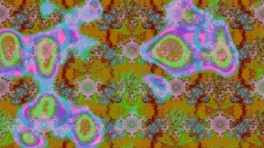 Renkli Bahar Teması eskiz kalıbı. Yeşil ve kahverengi renkli çiçekler. Düz Çiçek Elementleri Tasarımı. Çiçek desenli eskiz, yaz çiçekleri..