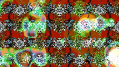 Yaz çiçekleri teması. El çizimi, soyut ve süslü elementler. Klasik çiçekler. Suluboya resim taklit Raster çizimi. Kahverengi ve yeşil renkler.