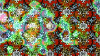 Modern yeşil ve kahverengi raster arka plan duvar kağıdı çizimi, klasik çizgili desenli desenli çiçekler, çiçekli süsler. Çiçekli el çizimi çizimi deseni.