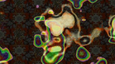 Asya tekstil tarzında. Raster illüstrasyonu. Çiçek desenli çizim. Raster illüstrasyonu. Kahverengi ve gri renkte çiçekler.