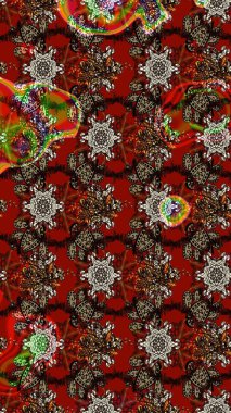 Kızılderili desenli desenli desenli şal deseni. Tekstil, tebrik kartı, boyama kitabı, telefon kılıfı baskısı için kullanılabilir. Raster Henna dövme stili. Etnik Mandala süsü.