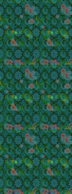 Vadinin çiçekleri mavi ve yeşil renklerde. Raster çiçek desenleri çiziyor..