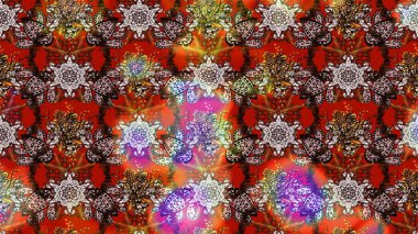 Düz Çiçek Elementleri Tasarımı. Raster Illustrasyon 'daki Çiçek Deseni' nin son moda çizimi. Güzel kumaş deseni. Renkli Yaz Teması çizim şablonu.