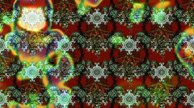 Raster illüstrasyonundaki çiçek desenli çizim. Suluboya tarzında yeşil ve kahverengi renkte çiçekler.