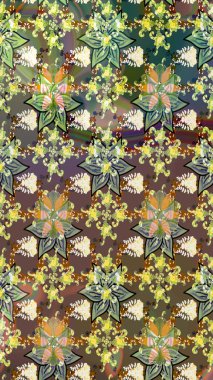 Raster illüstrasyonu. Suluboya tarzında kahverengi renkte. Küçük çiçekli bahar deseni çiz.