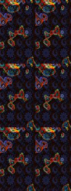 Yaz çiçekleri teması. Suluboya resim taklit Raster çizimi. Siyah ve gri renkler. Klasik çiçekler. El çizimi soyut süslü elementler.