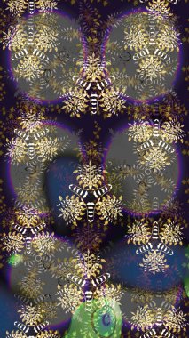 Düz Çiçek Elementleri Tasarımı. Renkli Bahar Teması eskiz kalıbı. Gri renkli çiçekler. Raster illüstrasyonunda çiçek deseni çizimi.