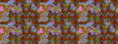 Raster illüstrasyonundaki çiçek desenli çizim. Kahverengi ve yeşil renkli çiçekler. Renkli Bahar Teması eskiz kalıbı. Düz Çiçek Elementleri Tasarımı.