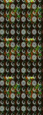 Kabile sanatı boho baskısı, klasik çiçek arkaplanı. Arkaplan dokusu, duvar kağıdı, siyah ve kahverengi renkli çiçek teması. Soyut etnik raster çizim kalıbı.