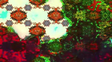 Renkli unsurlarla hareketli arka plan görüntüleri. Çiçekler. Eski model. Bayrak tarzı. Video kaydı. Şablon. Döngü. Kusursuz.. 