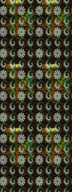 Kabile sanatı boho baskısı, klasik çiçek arkaplanı. Arkaplan dokusu, duvar kağıdı, siyah ve kahverengi renkli çiçek teması. Soyut etnik raster çizim kalıbı.