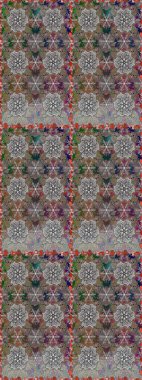 Renkli Bahar Temalı Kusursuz Arkaplan. Kusursuz desenli, modaya uygun kumaş deseni. Şirin çiçek elementleri. Raster illüstrasyonu. Düz Çiçek Elementleri Tasarımı.