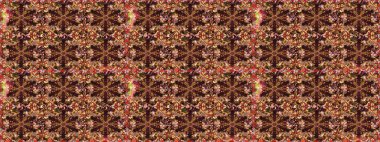 Altın antika ortaçağ dekoratifi, yapraklar ve kahverengi ve bej renklerde altın desenli süslemeleri olan dikişsiz bir şablon. Kusursuz kraliyet lüksü, altın barok kumaş rengi..