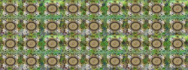 Raster oryantal süs. Gri ve yeşil renklerdeki altın desenli altın elementler. Kusursuz altın desen.