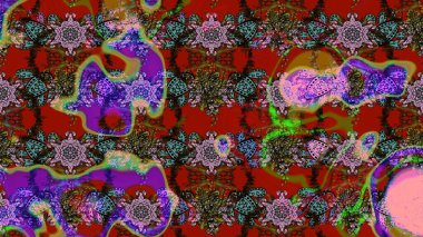 Düz Çiçek Elementleri Tasarım Raster illüstrasyonu. Çiçekli çiçek deseni, suluboya. Kahverengi ve kırmızı renkte çiçekler. Renkli Bahar Teması çizim kalıbı..