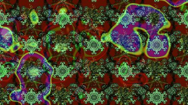 Çiçek yeşili ve kırmızı eskiz deseni. Raster çiçek izi. Klasik taslak çizimi.