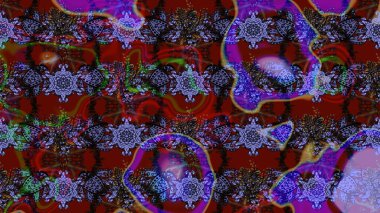 Çiçekli karalama şeklinde Raster çiçek deseni. Yumuşak, bahar çiçekleri kahverengi ve mor renklerde. Raster illüstrasyonu.