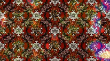 Raster illüstrasyonu. Anti-stres için soyut örnek sayfası. Kahverengi ve kırmızı renklerde.