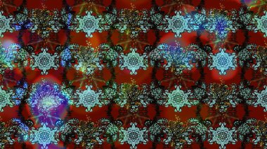 Kahverengi ve kırmızı renkte kahverengi ve kırmızı papatya deseni. Raster illüstrasyonu. Kahverengi ve kırmızı renklerde.