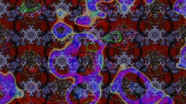 Kahverengi ve mor renkli çiçekler. Raster illüstrasyonunda çiçek deseni çizimi.