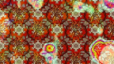 Raster illüstrasyonundaki çiçek desenli çizim. Raster illüstrasyonu. Kahverengi ve kırmızı renklerde. Güzel kumaş deseni.