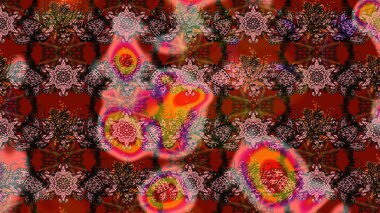 Küçük çiçekteki sevimli çiçek deseni. Kahverengi ve kırmızı renkte çiçekler.