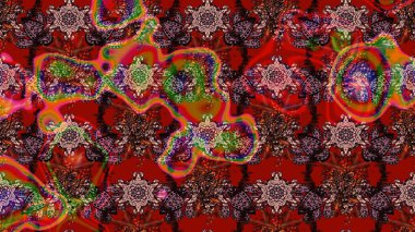 Raster illüstrasyonundaki çiçek desenli çizim. Kırmızı ve kahverengi renkte çiçekler.