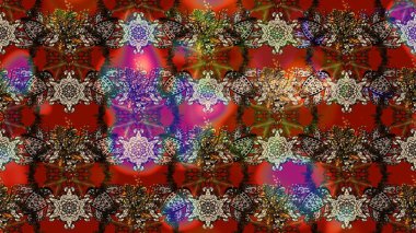 Çiçek desenli raster, kahverengi ve kırmızı çizgi grafik desenli soyut raster arkaplan. Modern stil dokusu.