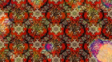 Renkli Yaz Temalı eskiz kalıbı. Kahverengi ve kırmızı renkte çiçekler. Sevimli çiçek raster deseni. Düz Çiçek Elementleri Tasarımı.