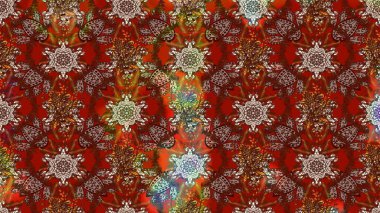 Raster illüstrasyonu. Kahverengi ve kırmızı renklerde. Çiçek buketleriyle klasik tarzda eskiz deseni.