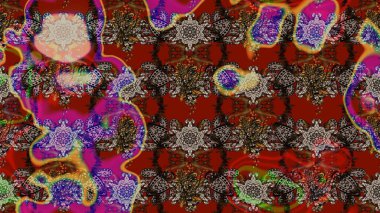 On brown and red colors. Sketch Floral Pattern in Raster illustration. Beautiful fabric pattern. Raster illustration.