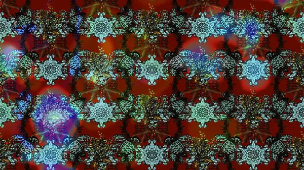 Kahverengi ve kırmızı renkte kahverengi ve kırmızı papatya deseni. Raster illüstrasyonu. Kahverengi ve kırmızı renklerde.