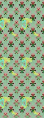 Raster illüstrasyonu. Kumaş, tekstil, duvar kağıdı baskısı için. Eski usul. Renkli desenli eskiz deseni nötr çiçekler ve dekoratif elementlerle. Taslak arkaplan.