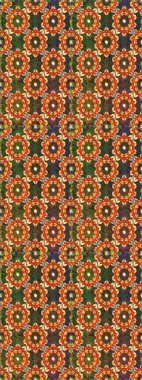 Süslü dekorasyon. Damask altın soyut çiçek deseni kahverengi ve yeşil renklerde. Raster illüstrasyonu.