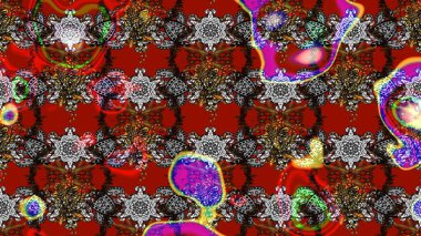 Raster illüstrasyonundaki çiçek desenli çizim. Kırmızı ve gri renkte çiçekler.