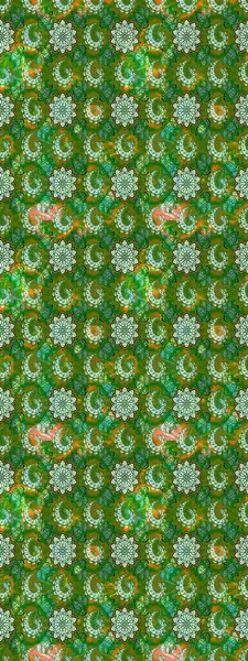 Yeşil ve nötr yeşil ve nötr. Retro tekstil tasarım koleksiyonu. El çizimi çiçek unsurları olan soyut çizim raster deseni. 1950-1960 motifleri. Çiçekli ipek eşarp..