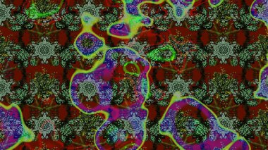 Raster çiçek desenli çiçek deseni, yapraklar, dekoratif elementler, sıçrama, lekeler, el çizimi kontur çizgileri ve Doodle çizim stili, grafik raster çizim çizimi.