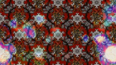 Raster illüstrasyonu. El çizimi çiçekli soyut çizim kalıbı. Kahverengi ve gri renkte çiçekler.