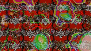 Düz Çiçek Elementleri Tasarımı. Raster illüstrasyonundaki çiçek desenli çizim. Kırmızı ve kahverengi renkte çiçekler. Renkli Bahar Teması çizim şablonu.