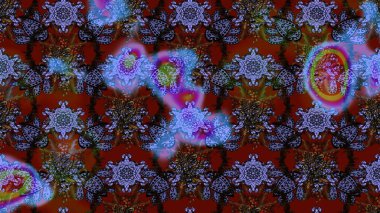 Kahverengi ve kırmızı renkte çiçekler. Raster illüstrasyonunda çiçek deseni çizimi.