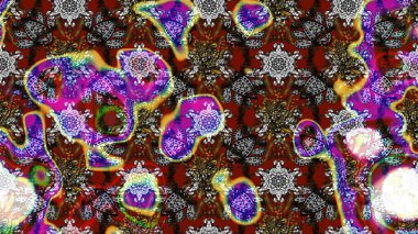 Raster. Gri ve kahverengi renkli güzel çiçekli çizim deseni, suluboya çiçek deseni, duvar kağıdı, kart veya kumaş için fayanslı..