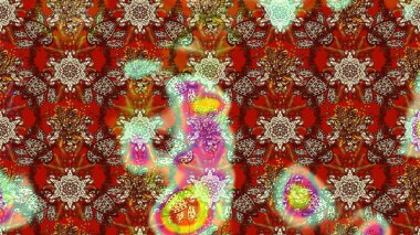 Raster illüstrasyonu. Küçük bir çiçekte eskiz deseni. Güzel kumaş deseni. Güzel çiçek arkaplanı..