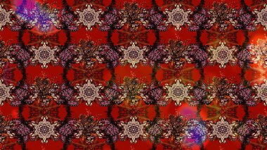 Çiçekli karalama şeklinde Raster çiçek deseni. Raster illüstrasyonu. Nazikçe, bahar çiçekleri kahverengi ve kırmızı renklerde.