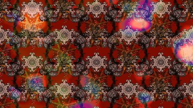 Kahverengi ve kırmızı renkte çiçekler. Raster illüstrasyonunda çiçek deseni çizimi.