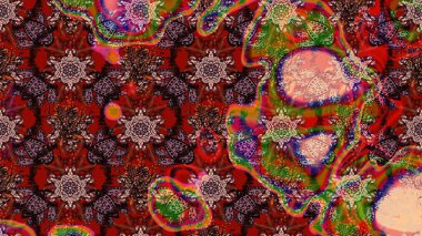 Raster çiçek desenli çiçek deseni, yapraklar, dekoratif elementler, sıçrama, lekeler, el çizimi kontur çizgileri ve Doodle çizim stili, grafik raster çizim çizimi.