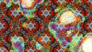 Moda baskıları için zarif bir şablon. Modern çiçek arkaplanı. Parlak renkli çiçekleri ve gri ve kahverengi renkte yaprakları olan harika bir çiçek deseni. Halk stili.