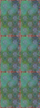 Raster düz çiçekleri pürüzsüz desen. Yeşil ve mavi renkte çiçekler. Tasarım hediye paketi, tebrik kartları, posterler ve afiş tasarımı.