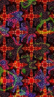 Şirin çiçekli eskiz deseni ve siyah ve kahverengi renkli yapraklar, suluboya çiçek deseni, duvar kağıdı, kart ya da kumaş için fayanslı. Raster illüstrasyonu.