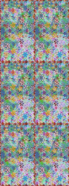 Elle boyanmış suluboya, dikişsiz çiçekler ve bitkiler. Mavi ve nötr renkte çiçekler.