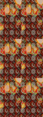 Çizim çiçek deseni duvar kâğıdı olarak kullanılabilir. Raster illüstrasyonu. Kahverengi ve bej renkli çiçekler.